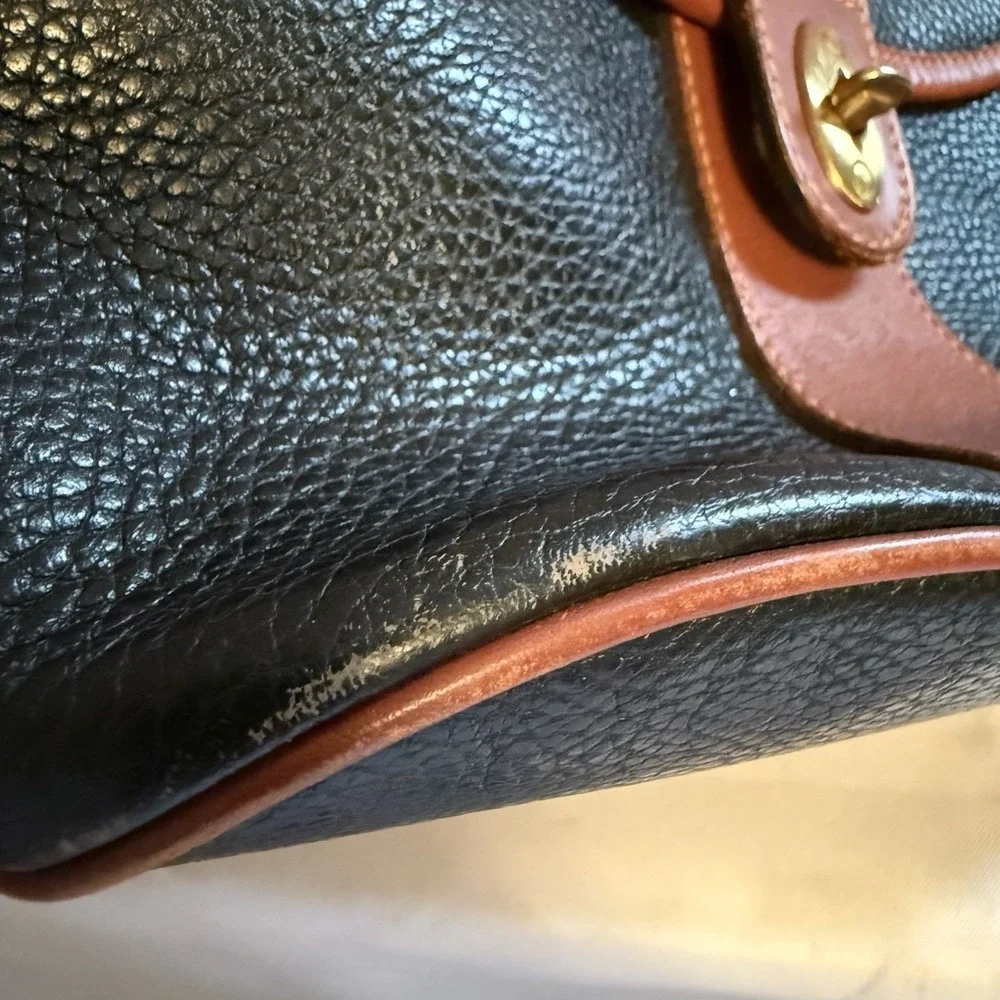 Vintage Coach Sheridan Stewart Crossbody Bag Black Pebbled Leather Brown Purse - Picture 3 of 16